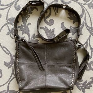 ‘The Sak’ Soft Leather, Grey, Fringy Purse